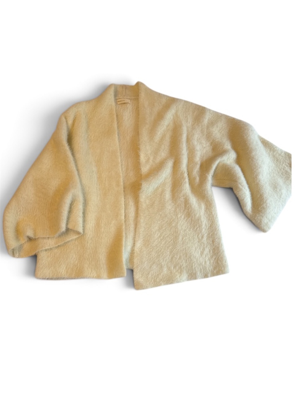 Anthropologie Sleeping on Snow Ivory Fuzzy Cocoon Cardigan One Size Open